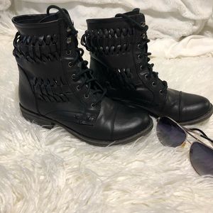 Nine West |combat boots|color:black|size:6 1/2